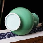 ZXYDD Vase-Celadon Glaze Inlaid Clouds Design Green Decorative Porcelain Ceramic Pottery Home Decor Accent Prunus Vase