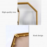 15.7inch x 23.6inch Rustic Accent Mirror Octagon Bathroom Glass Mirror Horizontal Vertical Hanging Gold Brushed Framed Decorative Mirror