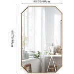 15.7inch x 23.6inch Rustic Accent Mirror Octagon Bathroom Glass Mirror Horizontal Vertical Hanging Gold Brushed Framed Decorative Mirror