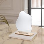 2 Pieces Irregular Aesthetic Vanity Mirror Frameless Acrylic Makeup Mirror with Stand Decorative Aesthetic Desk Decor Table Mirror Water Drop and Cloud Shaped Mirror for Bedroom Living Room Tabletop