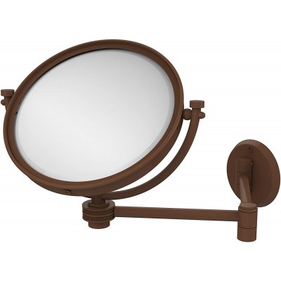 Allied Brass WM-6D 2X-ABZ 8 Inch Wall Mounted Extending 2X Magnification with Dotted Accent Make-Up Mirror Antique Bronze