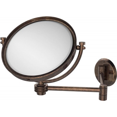 Allied Brass WM-6D 2X-VB 8 Inch Wall Mounted Extending 2X Magnification with Dotted Accent Make-Up Mirror Venetian Bronze