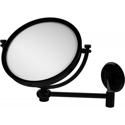 Allied Brass WM-6T 3X-BKM 8 Inch Wall Mounted Extending 3X Magnification with Twist Accent Make-Up Mirror Matte Black