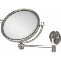 Allied Brass WM-6T 3X-PNI 8 Inch Wall Mounted Extending 3X Magnification with Twist Accent Make-Up Mirror Polished Nickel