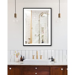 Aoorify 24 x 36 Inch Aluminum Black Framed LED Lighted Bathroom Mirror Two Way Hanging Lighted Vanity Mirror with Memory Function+Anti-Fog+Adjustable Light Colors&Brightness