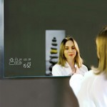 BYECOLD Smart Vanity Bathroom Mirror with Backlit LED Light Touch Switch Defogger Weather Time LED Lighted Makeup Mirror Anti Fog Mirror Bathroom Wall Mirror Horizontal 47.2''x 23.6''