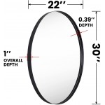 Clavie Oval Wall Mirror Bathroom Mirror of Stainless Steel Frame Wall Mounted 22 Inch x 30 Inch Black Oval Mirror for Vanity Living Room Entryway Bedroom More