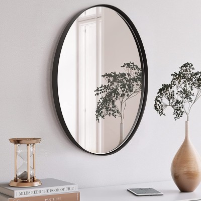 Clavie Oval Wall Mirror Bathroom Mirror of Stainless Steel Frame Wall Mounted 22 Inch x 30 Inch Black Oval Mirror for Vanity Living Room Entryway Bedroom More