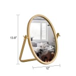 Geloo Vanity Vintage Table Mirror-Oval Desk Mirror 360 Degree Swivel Mirror,10 Small Stand Mirror Metal Brushed Modern Gold Finish for Boho Decor,Bathroom,Bedroom,Tabletop,Antique,Dresser,Desktop