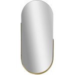 Head West Thin Gold Raised Lip Partial Metal Framed Capsule Accent Mirror
