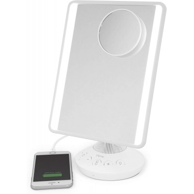 iHome 7" x 9" Reflect iCVBT22W Adjustable Vanity Mirror with Bonus 10X Mirror Bluetooth Audio Hands-Free Speakerphone LED Lighting Siri & Google Support USB Charging White 7" x 9"