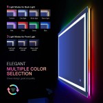 LOAAO 40X32 LED Bathroom Mirror with Lights Anti-Fog Dimmable RGB Backlit + Front Lighted Bathroom Vanity Mirror for Wall Memory Function Colorful Multiple Light Modes