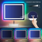 LOAAO 40X32 LED Bathroom Mirror with Lights Anti-Fog Dimmable RGB Backlit + Front Lighted Bathroom Vanity Mirror for Wall Memory Function Colorful Multiple Light Modes