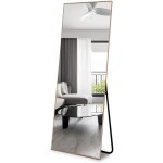NeuType Floor Full Length Mirror Standing Full Body Dressing Mirrors with Stand Hanging Wall Mounted Large Rectangle Metal Frame Leaning Bedroom Living Room Décor 65 x 22 in Gold