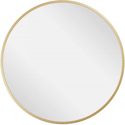 Barnyard Designs 24 inch Gold Round Mirror Modern Bathroom Mirrors for Wall Farmhouse Mirror Metal Framed Round Mirror Circle Mirrors for Wall Bathroom Vanity Mirror Wall Mirrors Home Decor