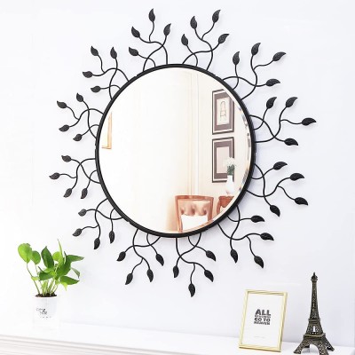Chende 39" X 39" Large Mirror for Wall Decor Round Decorative Wall Mirror for Dining Room with Removable Leaves Beveled Edge and Metal Frame Modern Accent Mirror for Home Decor