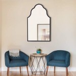 Chende Arch Wall Mirror for Decor 32 H x 20 W Antique Black Decorative Mirror with Wooden Frame Large Modern Accent Mirror for Foyer Bathroom Bedroom