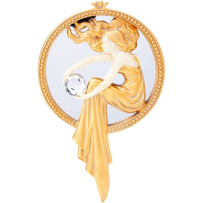 Design Toscano Lady of the Lake Art Deco Wall Mirror Sculpture 11 Inch Polyresin Gold and Ivory