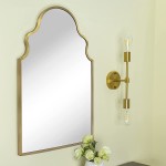 Gold Metal Framed Bathroom Mirror in Stainless Steel Crown Arch Mirror for Wall Décor 21 x 36 inch