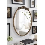 Kate and Laurel Arendahl Ornate Glam Oval Wall Mirror 18 x 24 Antique Gold Beautiful Bohemian Mirror for Wall