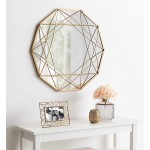 Kate and Laurel Keyleigh Modern Glam Geometric Shaped Metal Accent Wall Mirror Satin Gold