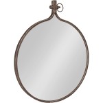 Kate and Laurel Yitro Round Industrial Rustic Metal Framed Wall Mirror 23.5x28.5 Rustic Metal Chic Industrial Accent Mirror for Wall
