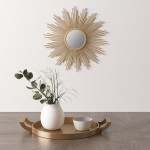 Madison Park Wall Décor Fiore Metal Sunburst Mirror for Living Room Home Accent Ready to Hang Bedroom Decoration 29.5 Diameter Gold