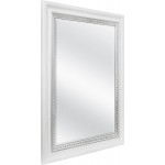 MCS 83049 22x28 Inch Embossed Accent Wall Mirror 27 x 33 Inch White Wood Grain with Silver Trim Finish