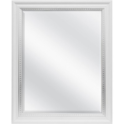 MCS 83049 22x28 Inch Embossed Accent Wall Mirror 27 x 33 Inch White Wood Grain with Silver Trim Finish