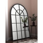 Metal Arched Window Mirror 32 X 48 Black Large Windowpane Arched Wall Mirror for Wall Decor