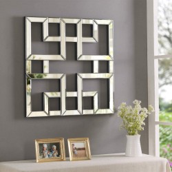 MOTINI Accent Wall Mirror Wall Art Decor Geometric Art Wall Mounted Mirrors for Wall Abstract Artwork Square Mirror for Foyer Living Room Entryway Hallway Home Decor 25" x 25"