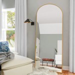 NeuType Arched Full Length Mirror Standing Hanging or Leaning Against Wall Oversized Large Bedroom Mirror Floor Mirror Dressing Mirror Aluminum Alloy Thin Frame Gold 65x22