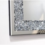 qmdecor Rectangle Sparkling Decorative Wall Mirror for Home Decoration with Silver Crystal Crush Diamond Décor Dimention16x20x1 inch Wall Hang Frameless Mirrors Glass Diamond Décor.
