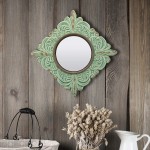 Stonebriar Decorative 11.3 Antique Green Diamond Shape Ceramic Accent Wall Mirror