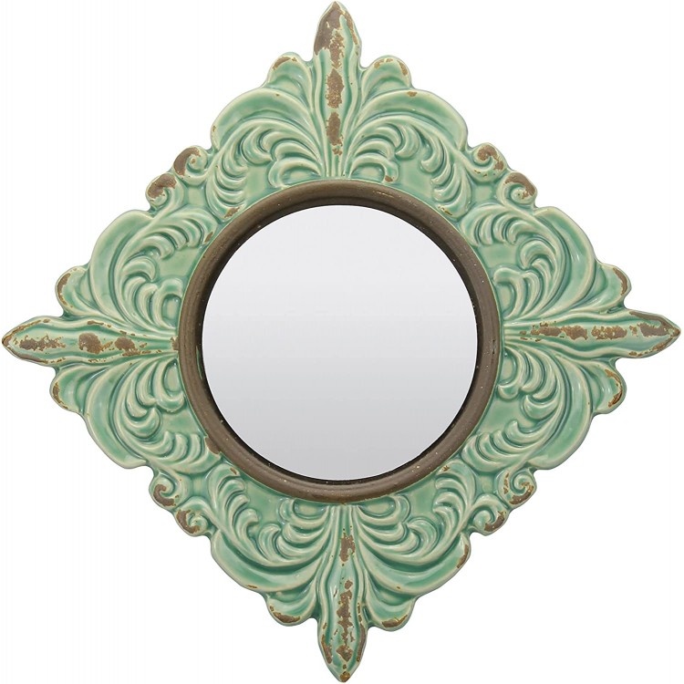 Stonebriar Decorative 11.3 Antique Green Diamond Shape Ceramic Accent Wall Mirror