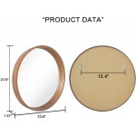 Wood Round Wall Mirror Large Circle Mirror 23.6 inch Rustic Accent Decor Mirror Hanging Round Bathroom Mirror for Wall Decorative Entryway Vanity Makeup Table