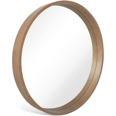 Wood Round Wall Mirror Large Circle Mirror 23.6 inch Rustic Accent Decor Mirror Hanging Round Bathroom Mirror for Wall Decorative Entryway Vanity Makeup Table