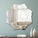 Yanliff Decorative Wall Mirror.Frameless Asymmetric Decorating Mirror for Wall28X28X0.79inches.Silver Beveled Leaf Shape Decor Mirror.