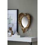 A&B Home Decorative Wall Mirror Vintage Wing Heart Mirror with Antique Gold for Bedroom Bathroom Living Room Washroom