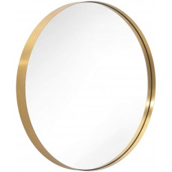 ANDY STAR Gold Round Mirror 24’’ Brushed Gold Circle Bathroom Mirrors in Stainless Steel Metal Frame 1" Deep Set Design