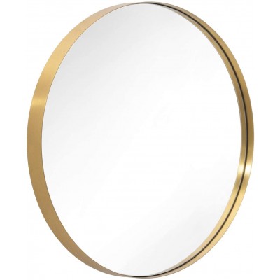 ANDY STAR Gold Round Mirror 24’’ Brushed Gold Circle Bathroom Mirrors in Stainless Steel Metal Frame 1" Deep Set Design
