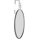 Creative Co-Op Oval Wall Distressed Metal Frame & Hanging Bracket Set of 2 Pieces Reflective Mirrors Black