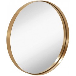 Hamilton Hills 24" Gold Circle Deep Set Metal Round Frame Mirror Contemporary Gold Wall Mirror | Glass Panel Gold Framed Rounded Circle 24" Round
