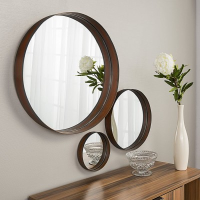 Home Accent Furnishings New Banded Round Copper Colored Mirrors Set of 3