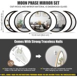 Moon Phase Mirror Set | 100% Glass Moon Phase Mirrors | Wall Hanging Crescent Moon Mirror Phases | Decorative Scandinavian Bohemian Accent Room Decor Bedroom Living Room Dining Room Apartment