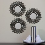 Northlight Set of 3 Floral Sunburst Brushed Bronze Round Wall Mirrors 9.5