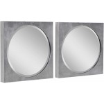 Set of 2 Silver and Clear Contemporary Square Mirrors 19.75