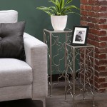 Urban Trends Metal Accent Table with Mirror Top and Square Base Metallic Finish Set of 2 Gold