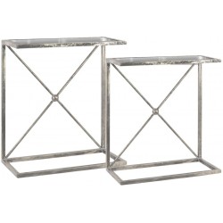 Urban Trends Rectangular Accent C-Table with Mirror Top and Rectangle Base Metallic Finish Antique Silver