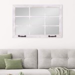24x36 Distressed White Windowpane Wall Accent Mirror